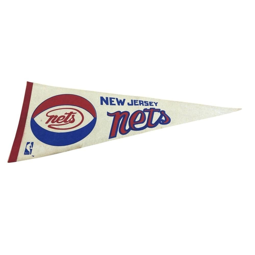 Vintage 1970's New Jersey Nets 29 Inch NBA Pennant NOS in Original Packaging